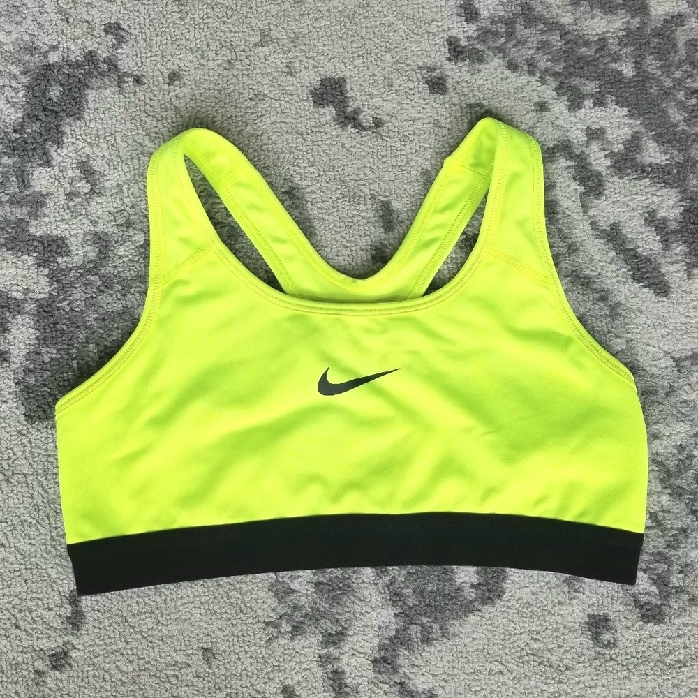 Yellow Nike Dri-Fit sports bra